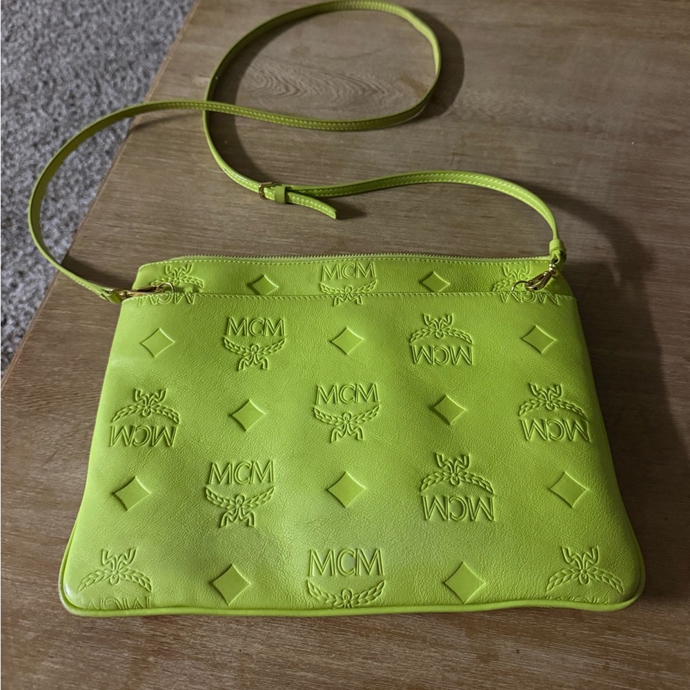MCM Acid Lime Crossbody Bag
